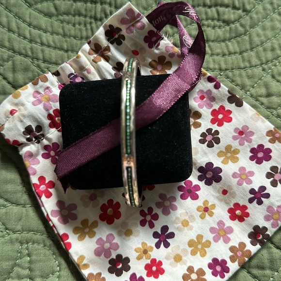 Brighton Infinity Silver Bangle with Emerald Green Beads - Picture 1 of 3